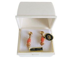 Sultana Hawaii 1/20 12 KT Gold Filled Coral Drop Screw Back Earrings NEW Vintage